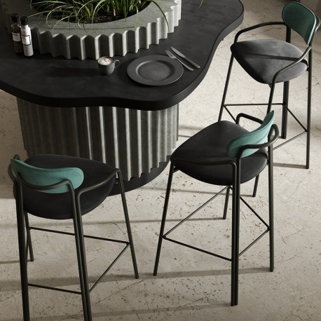 Стул барный ror, round, велюр, черный/темно-зеленый/черный