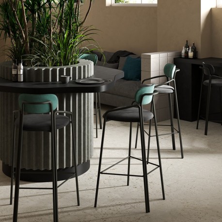 Стул барный ror, round, велюр, черный/темно-зеленый/черный