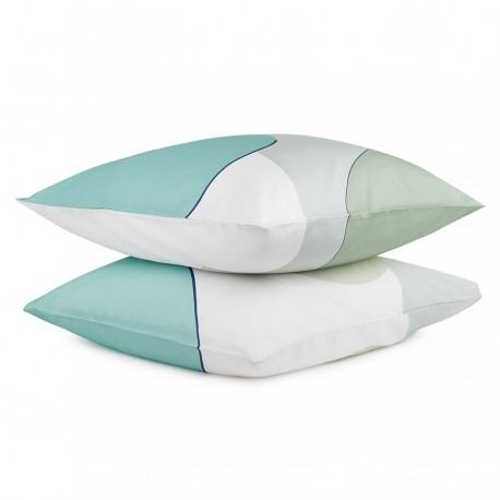 Набор из двух наволочек из сатина мятного цвета с авторским принтом из коллекции freak fruit, 70х70 см