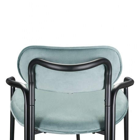 Стул полубарный ror, round, велюр, черный/светло-бирюзовый