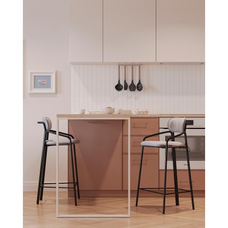 Стул полубарный ror, round, велюр, черный/серый