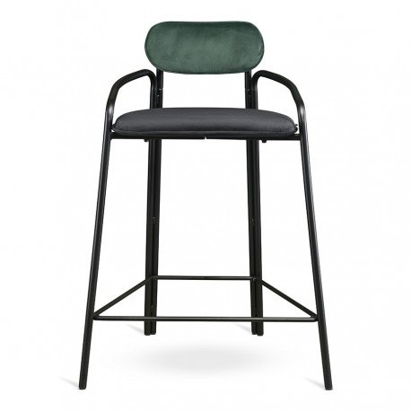 Стул полубарный ror, round, велюр, черный/темно-зеленый/черный
