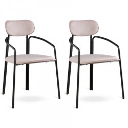 Набор из 2 стульев ror, round, велюр, черный/розовый