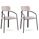 Набор из 2 стульев ror, round, велюр, черный/розовый