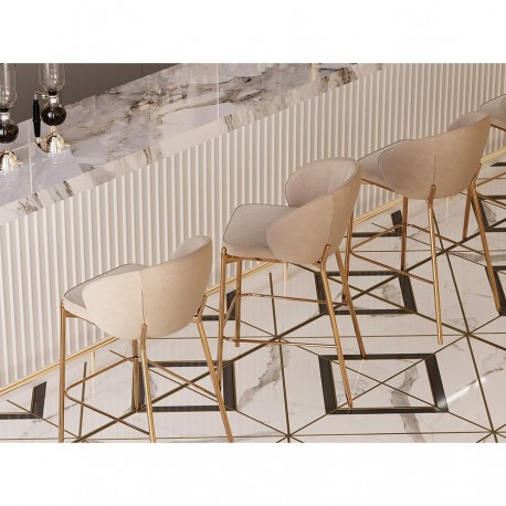 Стул полубарный coral, велюр, серо-бежевый