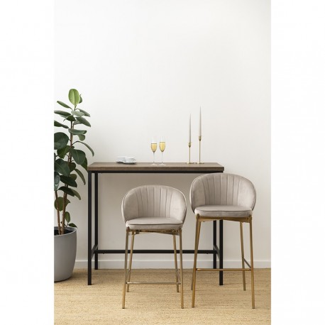 Стул полубарный coral, велюр, серо-бежевый