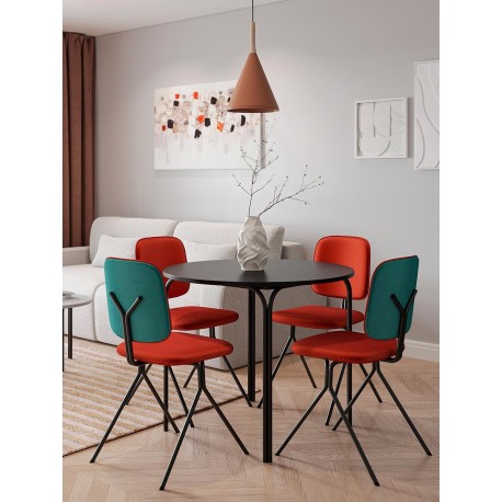 Стул ror, y, велюр, черный/темно-красный/зелено-синий