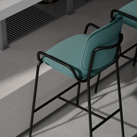 Стул барный ror, 2 frame, велюр, черный/зеленый