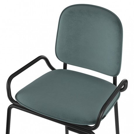 Стул барный ror, 2 frame, велюр, черный/зеленый