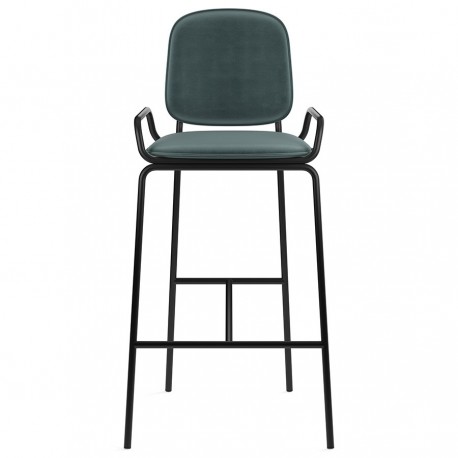 Стул барный ror, 2 frame, велюр, черный/зеленый