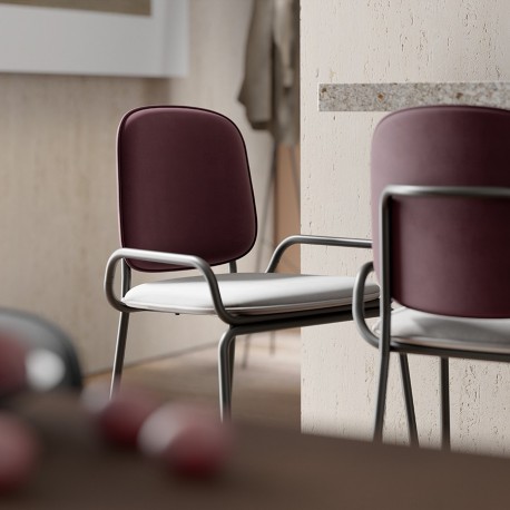 Стул барный ror, 2 frame, велюр, черный/пурпурный/серый