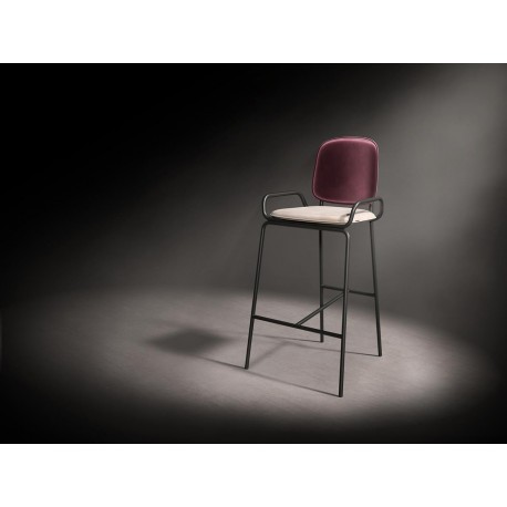 Стул барный ror, 2 frame, велюр, черный/пурпурный/серый