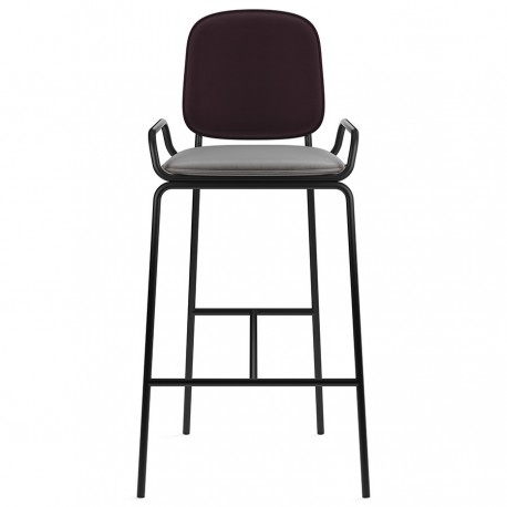 Стул барный ror, 2 frame, велюр, черный/пурпурный/серый