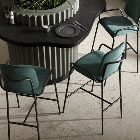 Стул барный ror, 2 frame, велюр, черный/серый