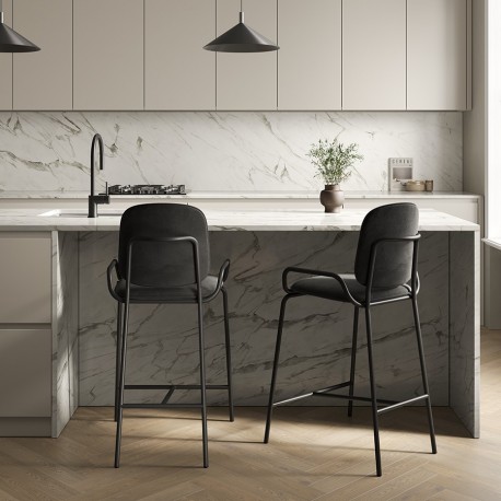 Стул барный ror, 2 frame, велюр, черный/черный