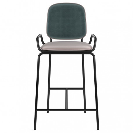 Стул полубарный ror, 2 frame, велюр, черный/зеленый/розовый