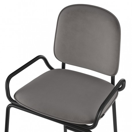 Стул полубарный ror, 2 frame, велюр, черный/серый