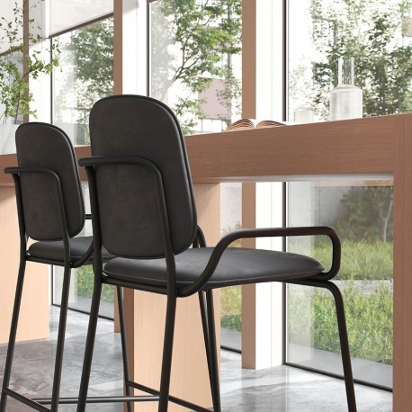 Стул полубарный ror, 2 frame, велюр, черный/черный