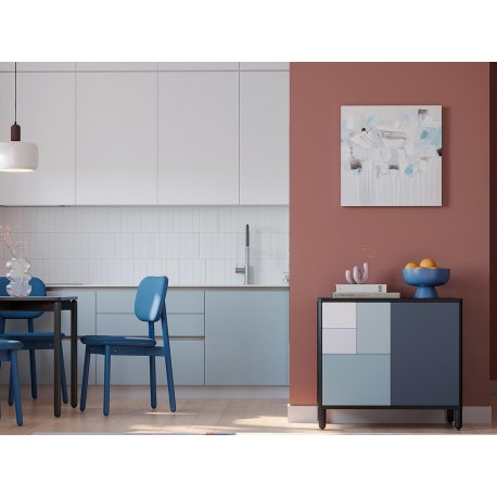 Стул с обивкой saga, рогожка, синий