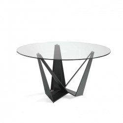 Стеклянный круглый стол c черными ножками CT2061 Ø150