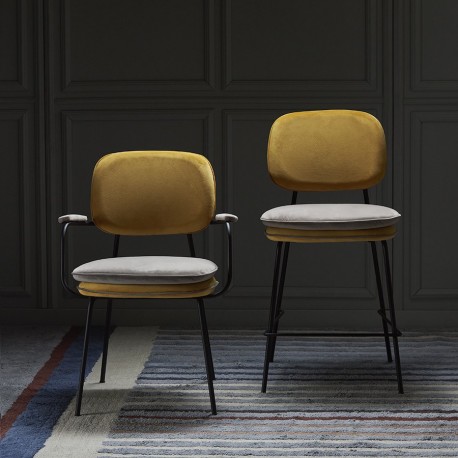 Стул полубарный pea, велюр, желтый/бежевый