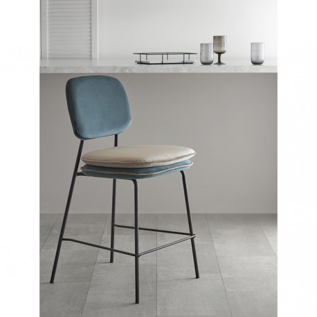 Стул полубарный pea, велюр, сине-зеленый/бежевый