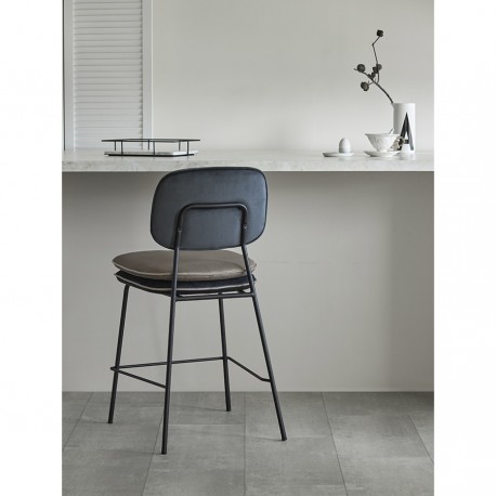 Стул полубарный pea, велюр, темно-серый/бежевый