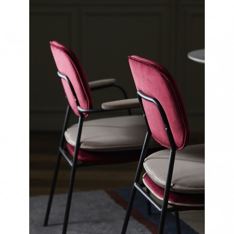 Стул с подлокотниками pea, велюр, бордовый/бежевый