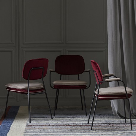 Стул с подлокотниками pea, велюр, бордовый/бежевый