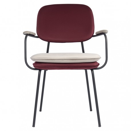 Стул с подлокотниками pea, велюр, бордовый/бежевый