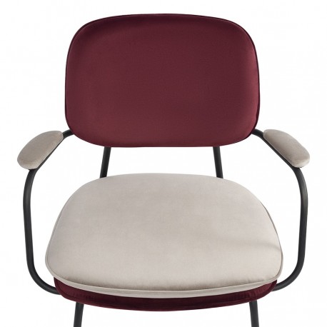 Стул с подлокотниками pea, велюр, бордовый/бежевый