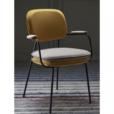 Стул с подлокотниками pea, велюр, желтый/бежевый