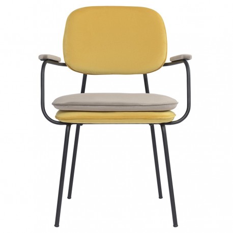 Стул с подлокотниками pea, велюр, желтый/бежевый