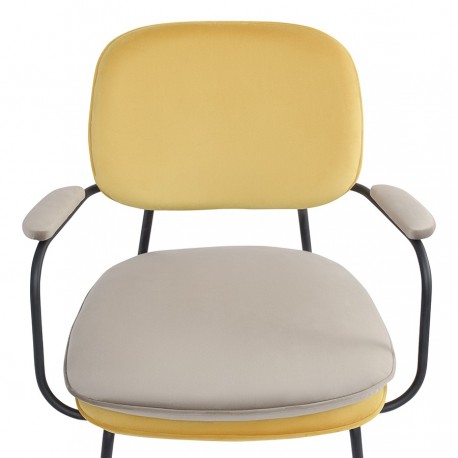 Стул с подлокотниками pea, велюр, желтый/бежевый