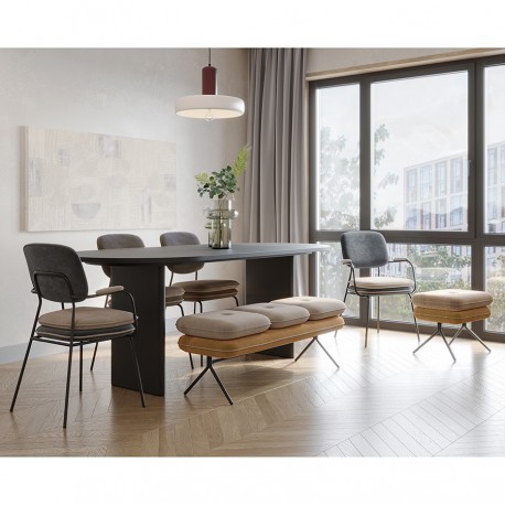 Стул с подлокотниками pea, велюр, темно-серый/бежевый