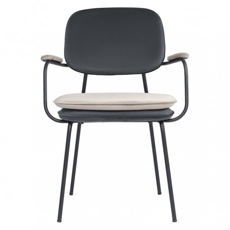 Стул с подлокотниками pea, велюр, темно-серый/бежевый