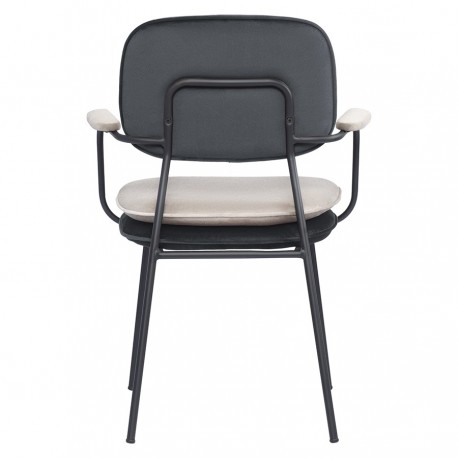 Стул с подлокотниками pea, велюр, темно-серый/бежевый