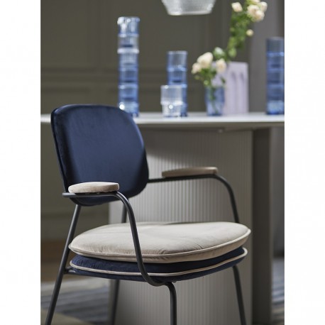 Стул с подлокотниками pea, велюр, темно-синий/бежевый