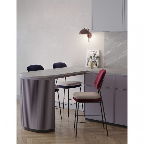 Стул полубарный с контрастным кантом pea, велюр, бордовый/бежевый