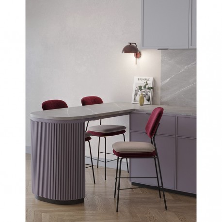 Стул полубарный с контрастным кантом pea, велюр, бордовый/бежевый