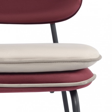 Стул полубарный с контрастным кантом pea, велюр, бордовый/бежевый