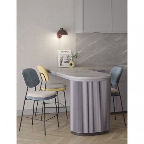 Стул полубарный с контрастным кантом pea, велюр, желтый/бежевый