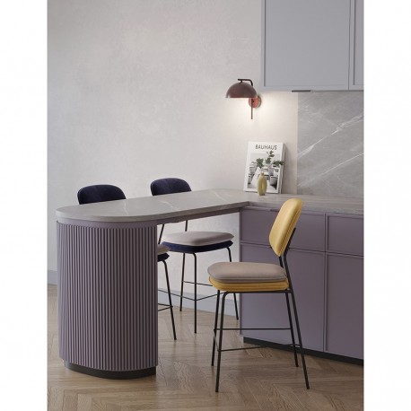 Стул полубарный с контрастным кантом pea, велюр, желтый/бежевый