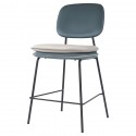 Стул полубарный с контрастным кантом pea, велюр, сине-зеленый/бежевый