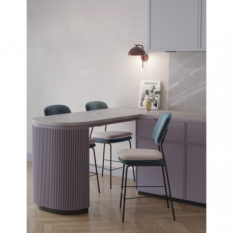 Стул полубарный с контрастным кантом pea, велюр, сине-зеленый/бежевый