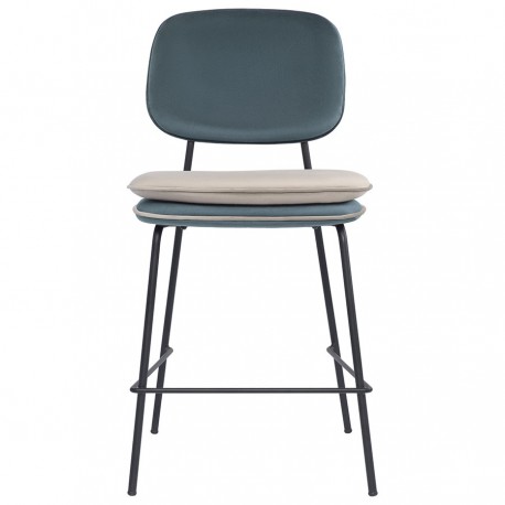 Стул полубарный с контрастным кантом pea, велюр, сине-зеленый/бежевый