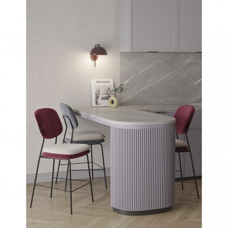 Стул полубарный с контрастным кантом pea, велюр, темно-серый/бежевый