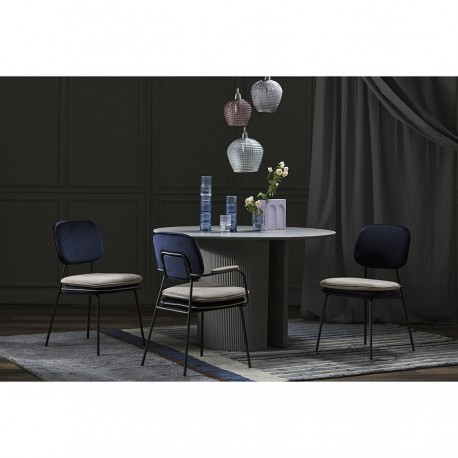 Стул с контрастным кантом pea, велюр, темно-синий/бежевый