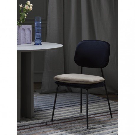 Стул с контрастным кантом pea, велюр, темно-синий/бежевый