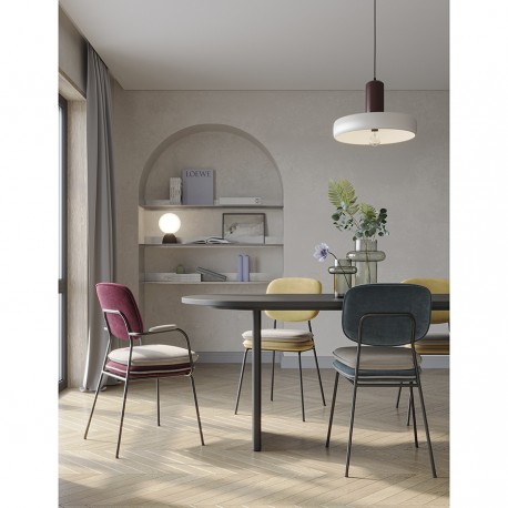 Стул с подлокотниками и контрастным кантом pea, велюр, бордовый/бежевый